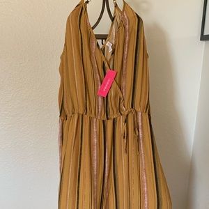 Stripped Romper larger mustard and black combination